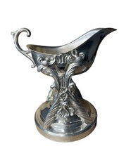 Victorian Silverplate Sauce Boat with Ornate Stand and Removable Base