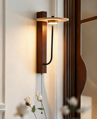 Wabi Sabi Travertine Wall Sconce Natural Stone Light Fixture Wood Art Deco Lamp