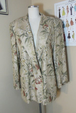 Vintage Women's 90s Liz Claiborne Floral Linen Blazer Jacket Size 12