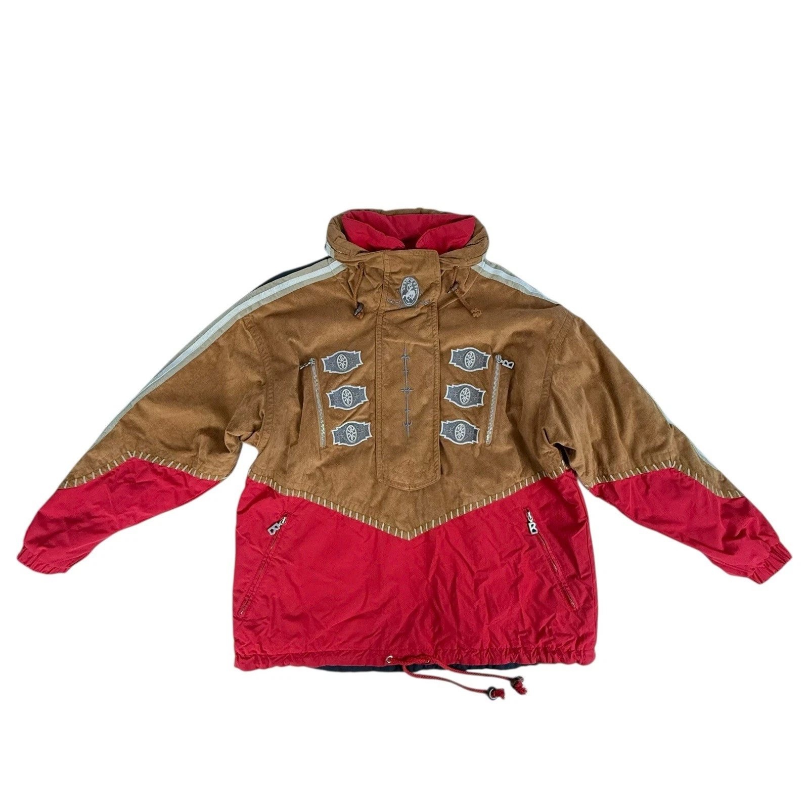 Vtg Bogner Western Native Embroidered Hooded Snow Coat Ski Jacket Snowboard Sz M