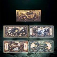5pcs/se 2024 Chinese Year of The Dragont Uncurrency Paper Money Souvenir