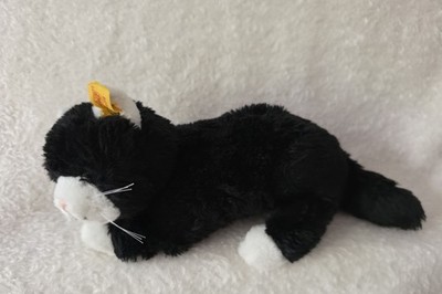 Steiff Katze Kuscheltier Plüschtier schwarz/weiß ca. 30 cm lang liegend