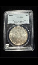 1881-S Morgan Silver Dollar PCGS MS64 S$1 San Francisco Minted