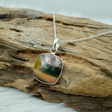 925 Sterling Silver Natural Multi Sapphire Minimalist Wedding Pendant Necklace