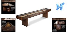 Shuffleboard Table 12 Ft Solid Wood Storage Cabinets Scratch Resistant Coating
