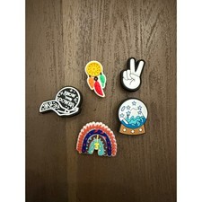 Boho Dreamcatcher Peace Sign Crystal Ball Rainbow Croc Shoe Widget Charms Set