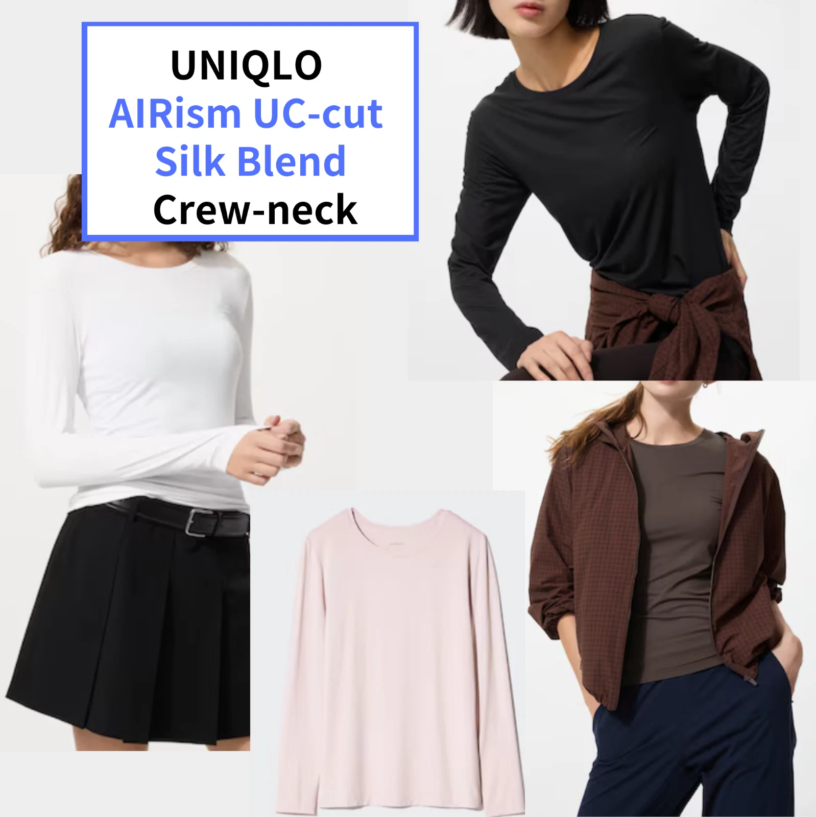 UNIQLO AIRism Silk blend UVcut Crew Neck T-shirt 4colors XS~3XL Women New Japan