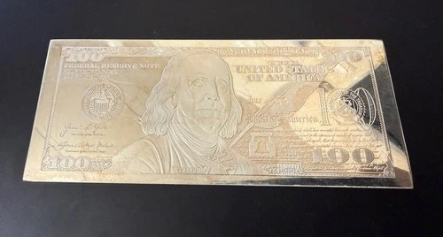 4 oz .999 Fine Silver $100 Dollar Bill Bar Federal Reserve Rare Collectible(2024