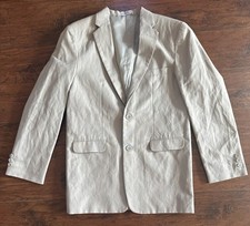 Boys Izod Blazer 18 Reg Two Front Buttons Lined Tan Khaki Linen Blend