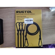 RUGTOL Heavy Duty Bungee Cords with Carabiners 4 Pack Black High Elastic