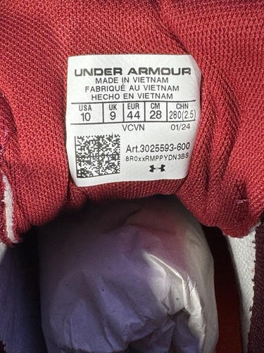Under Armour UA Yard Turf Baseball Shoes Cardinal 3025593-600 Size 10 - Picture 7 of 7