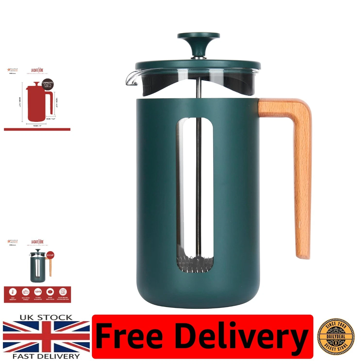 Pisa Stainless Steel French Press, 8-Cup with Reusable Filter – Coffee in Style