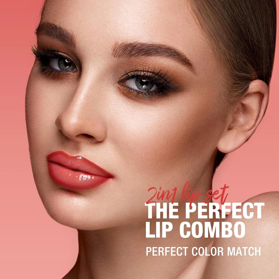 6 Matte Lip Liner with 6 Nourishing Lip Oil Lip Gloss Set, Long-Lasting and Hydr - Image 3 of 4