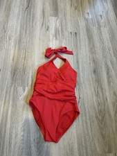 Boden Levanzo Ruched Halter Swimsuit Red Size 12