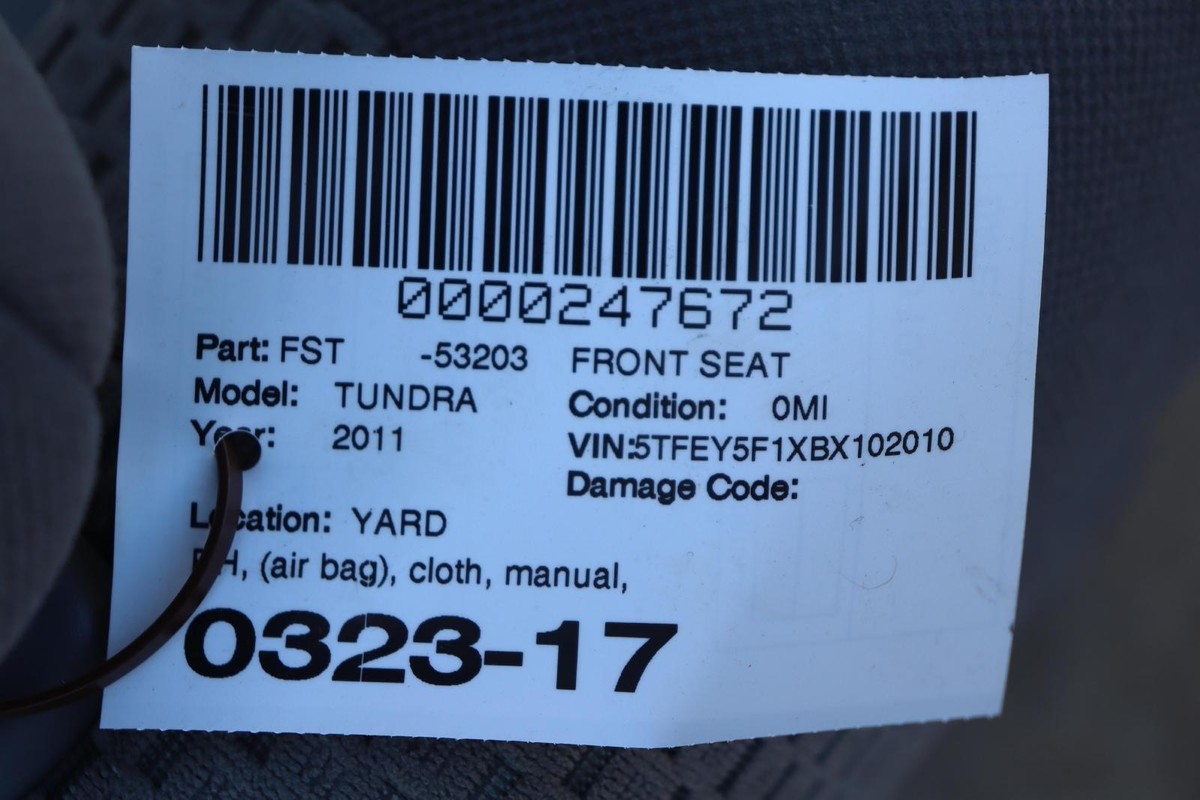 2010-2013 TOYOTA TUNDRA SR5 FRONT RIGHT PASSENGER MANUAL