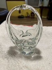 Beautiful Murano Blown Stretched Clear Glass Basket 7.5  Vintage
