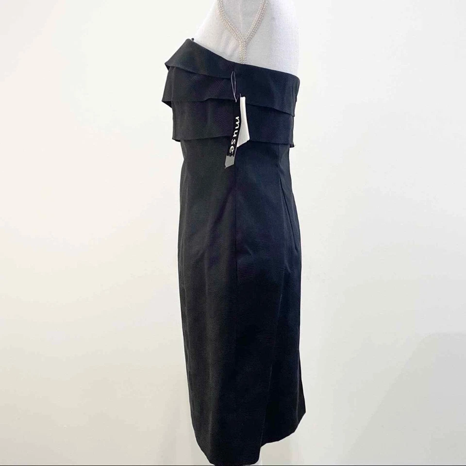 NUEVO CON ETIQUETAS MUSE Vestido de Cóctel Mini Lunares Ajustado Negro Sin Tirantes - 6 Foto 3 de 4