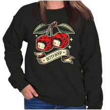 Betty Boop Cartoon Retro Cherry Dice Tattoo Womens Crewneck Sweatshirt Pullover
