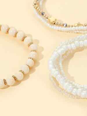 8-Piece Starfish Beaded Bracelet Set For Women - Stackable Bracelets - Round Beads