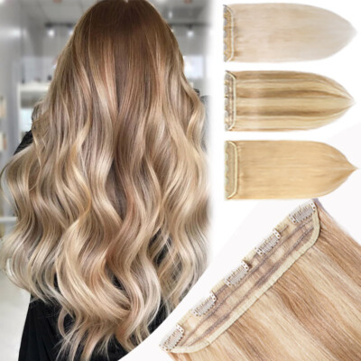 Highlight One Piece Weft With Clips  Real Remy Human Hair Extensions Half Head