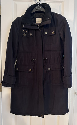 Women's Esprit Black Winter Jacket Long Parka Quilted Size Medium