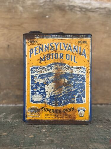 Pennsylvania Superior Penn Motor Oil 2 Gallon Map Graphics Metal Advertising