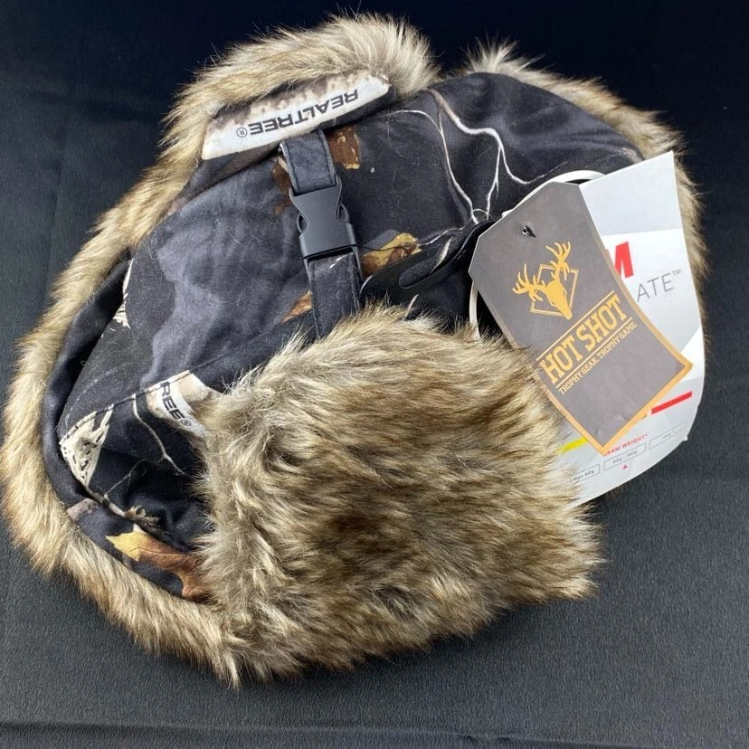Hot Shot Camo Hat Fur Lined Ear Flaps Thinsulate RealTree Winter Trapper XL NEW - Image 2 of 4