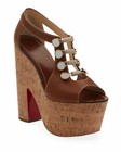 100% AUTH NEW WOMEN LOUBOUTIN ORDONANETTE 160 DENIM PLATFORM WEDGE SANDALS US 11 — photo 1