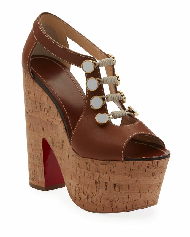 100% AUTH NEW WOMEN LOUBOUTIN ORDONANETTE 160 DENIM PLATFORM WEDGE SANDALS US 11