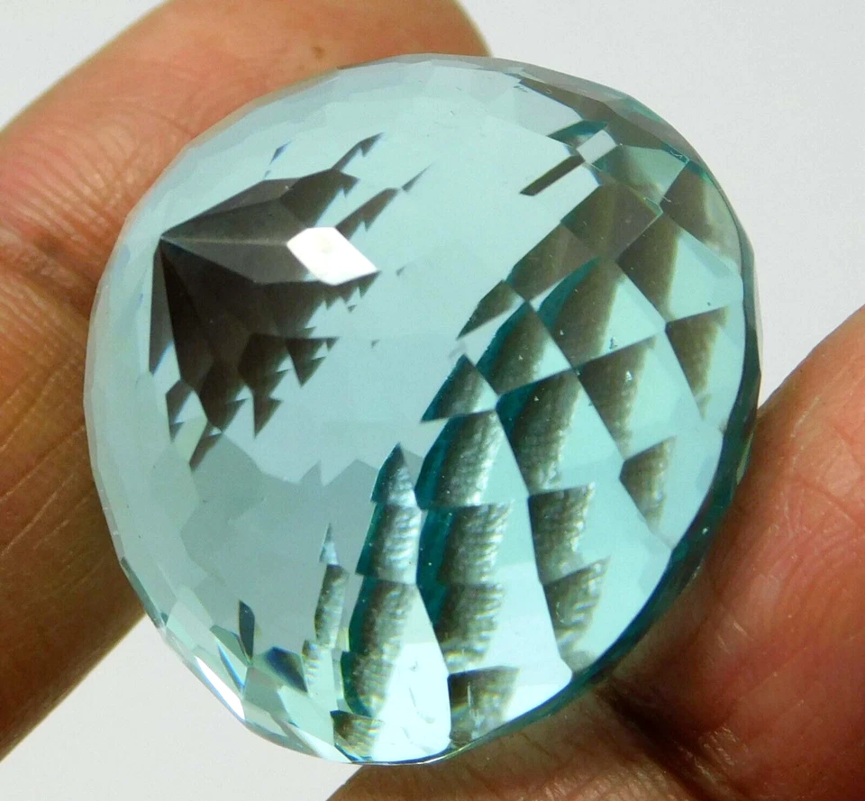 57.80 Ct Large Ocean Green Aquamarine Round Cut Loose Gemstone Gift for Birthday - Image 2 of 4