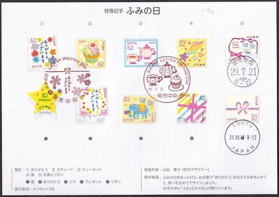 Japan stamps on card with first day cancellation, 2017 letter