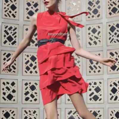 tiered ruffle silk mini dress anthropologie By Anthropologie Tiered Ruffle Silk Mini Dress