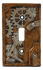 4.25 Inch Resin Steampunk Light Switch Plate Cover Handcrafted Gray/Gold