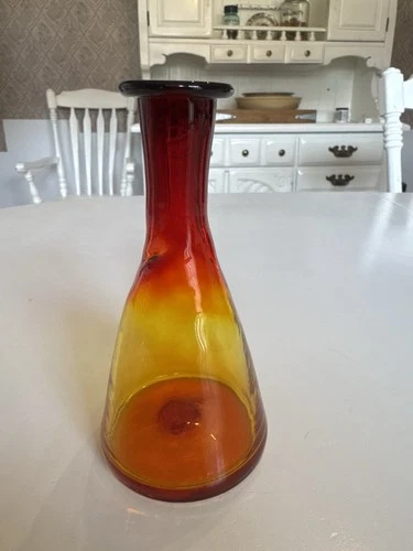 Blenko Amberina Vintage Glass Beaker Bud Vase