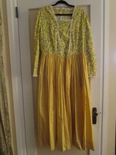 VTG 1960s 1970s Prairie Peasant Dress Maxi Floral Handmade About XL See Meas.
