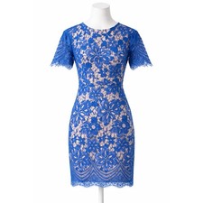 NWOT Blue Floral Crochet Formal Dress Size 2 Bodycon Y2K Party Cocktail