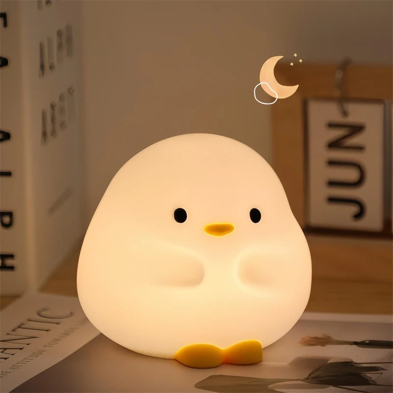 Luz Noche Pato LED Silicona Recargable USB Lámpara Mesita Niños Regalo Deco
