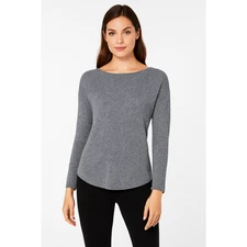 Charter Club Luxury Sweater Womens Medium Gray 100% Cashmere Pullover Office