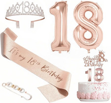 18Th Birthday Decor Kit - Tiara Crown Cake Topper Candles | Rhinestone Crown, Ca