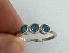 Vintage 925 Sterling Silver 3 Stone Bezel Set Cocktail Bomb Party Ring Size 10