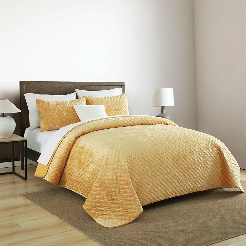 Juego de ropa de cama edredón colcha de terciopelo, elegante edredón de terciopelo ultra suave de lujo... Foto 2 de 4