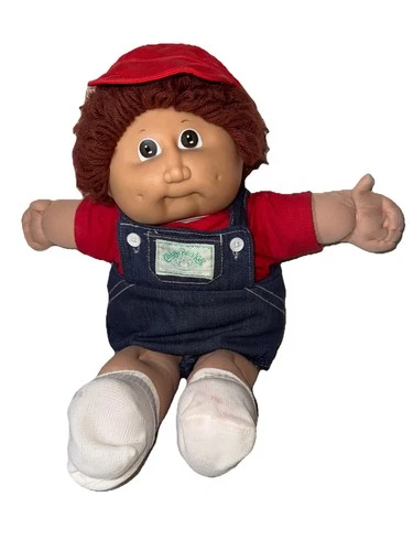 Vintage 1985 Cabbage Patch Kids, Red Hair Boy In Bibs Doll Xavier Roberts Cute!