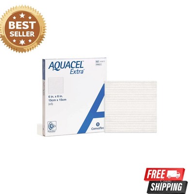 AQUACEL Extra Hydrofiber Two-Dimensional 6''x6'' Dressing, Soft Absorbent Non-W...