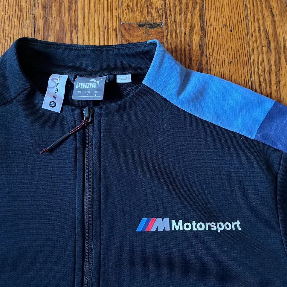 Chaqueta de pista Puma BMW Motorsport cremallera completa para hombre grande L negra azul roja Foto 2 de 4