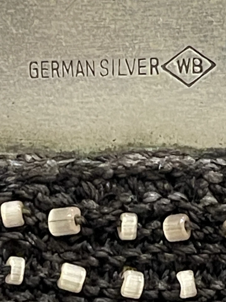 Старинный 1920-х годов ар-деко Flapper стеклянные бусины немецкий серебряный поцелуй замок рамка сумочки - Изображение 3 из 4