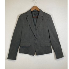 Professional Ann Taylor Women 6 Grey Single Button Tailored Blazer Jacket