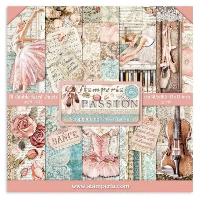 Stamperia Passion Double-Sided Art Scrapbook Paper - Artistic Design