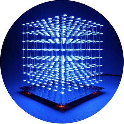 LED Cube Bausatz, DIY 8x8x8 512 LEDs, 3D-Lichtmatrix, Blue, Elektronik Kit
