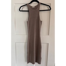 Abercrombie & Fitch Ribbed Knit Bodycon Mini Dress Taupe XS Petite