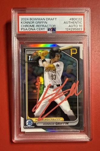 2024 Bowman Draft BDC-22 KONNOR GRIFFIN AUTO PSA 10 Refractor SIGNED Pirates